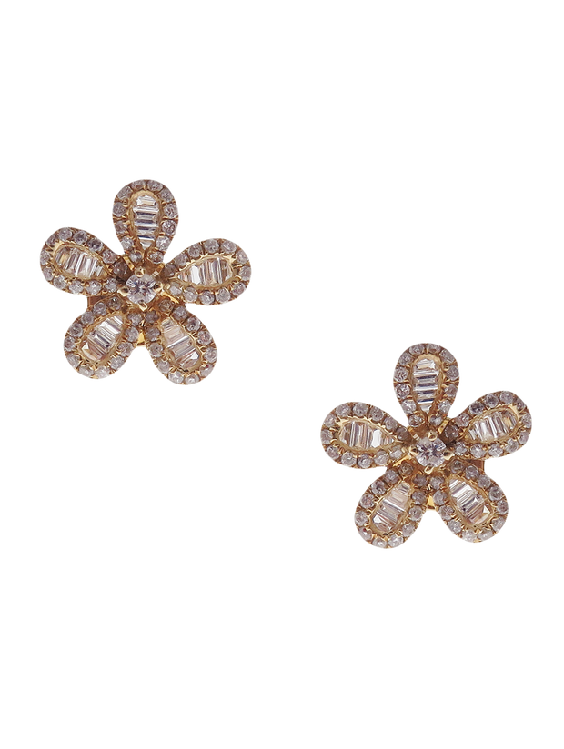 Chloris The Floral-5 Yellow Baguette Earrings
