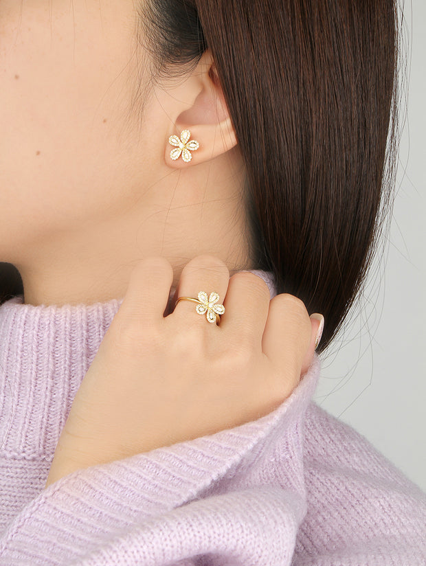 Chloris The Floral-5 Yellow Baguette Earrings