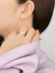 Chloris Almost Flower-6 White-Pave Earrings