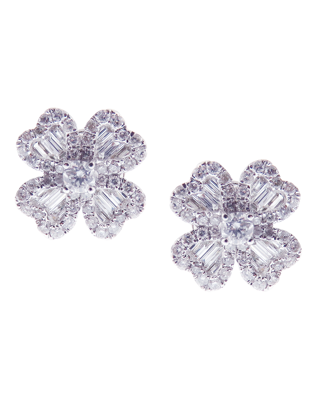 Cho Clover Mini Diamond Baguette Studs