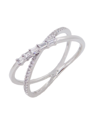 Diamond Baguette Cross-over Ring