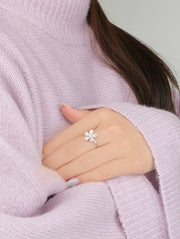 Chloris The Floral-5 White Baguette Ring